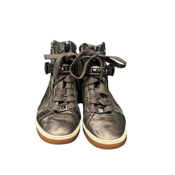 Women’s Michael Kors Metallic Bronze Leather, Studded High Top Sneakers: Size 6 - Picture 2 of 12